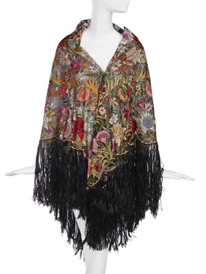 Lot 469 - A Beauvais embroidered shawl, French, circa 1920