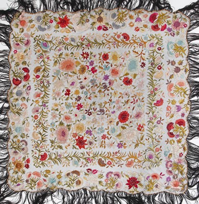 Lot 469 - A Beauvais embroidered shawl, French, circa 1920