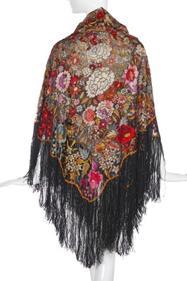 Lot 470 - A Beauvais embroidered net shawl, French, circa 1920