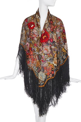 Lot 470 - A Beauvais embroidered net shawl, French, circa 1920