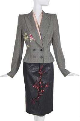 Lot 120 - An Alexander McQueen embroidered jacket and leather skirt, 'It's a Jungle Out There' collection, Autumn-Winter 1997-98