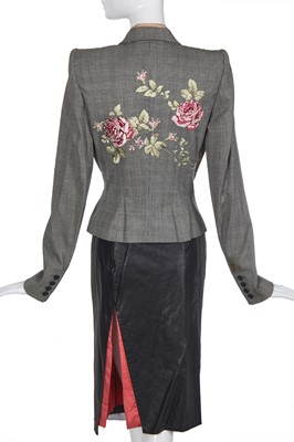 Lot 120 - An Alexander McQueen embroidered jacket and leather skirt, 'It's a Jungle Out There' collection, Autumn-Winter 1997-98