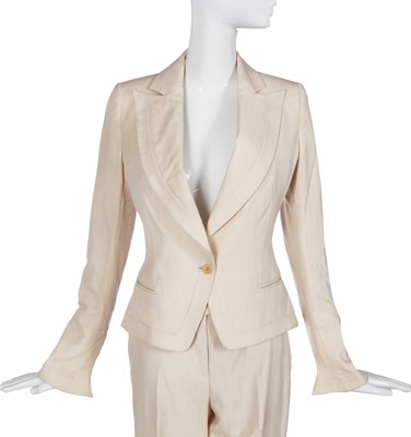 Lot 115 - An Alexander McQueen ivory pinstripe wool suit, 'Eye' collection, Spring-Summer 2000