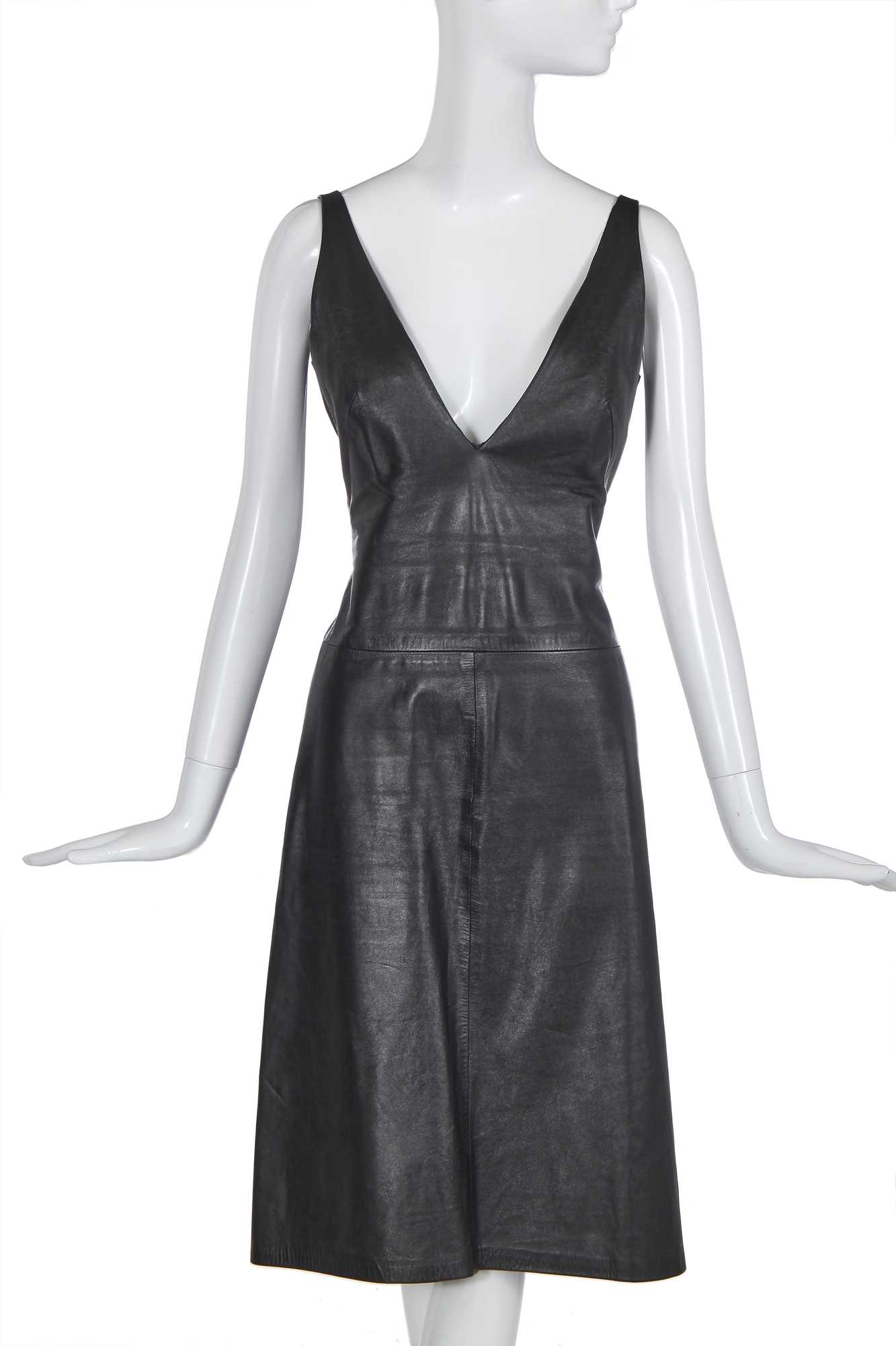 Lot 116 - An Alexander McQueen black leather dress, 'Eye' commercial collection, Spring-Summer 2000