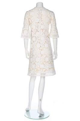 Lot 236 - A Pierre Balmain white soutache lace dress,...