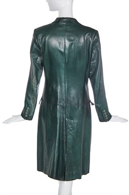 Lot 111 - An Alexander McQueen green leather showpiece ensemble, 'What a Merry Go Round' collection, Autumn-Winter 2001-02