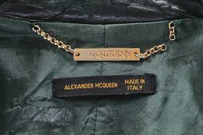 Lot 111 - An Alexander McQueen green leather showpiece ensemble, 'What a Merry Go Round' collection, Autumn-Winter 2001-02