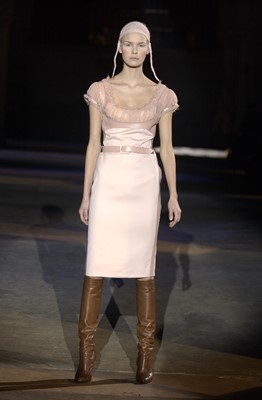 Lot 108 - An Alexander McQueen pink wool showpiece dress, 'Supercalifragilistic' collection, Autumn-Winter 2002-03