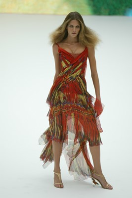 Lot 107 - An Alexander McQueen feather print evening gown, 'Irere' commercial collection, Spring-Summer, 2003