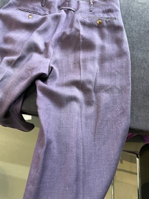 Lot 65 - A Jean Paul Gaultier man's purple linen double-breasted suit, 'The Story of Man' collection, Spring-Summer 1986