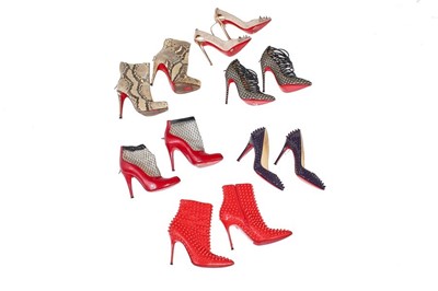 Lot 221 - Six pairs of Christian Louboutin heeled shoes,...
