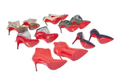 Lot 221 - Six pairs of Christian Louboutin heeled shoes,...