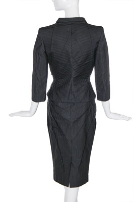 Lot 103 - An Alexander McQueen black silk skirt suit, 'Scanners' collection, Autumn-Winter 2003-04