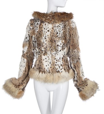 Lot 104 - An Alexander McQueen sequined fur jacket, 'Scanners' collection, Autumn-Winter 2003-04