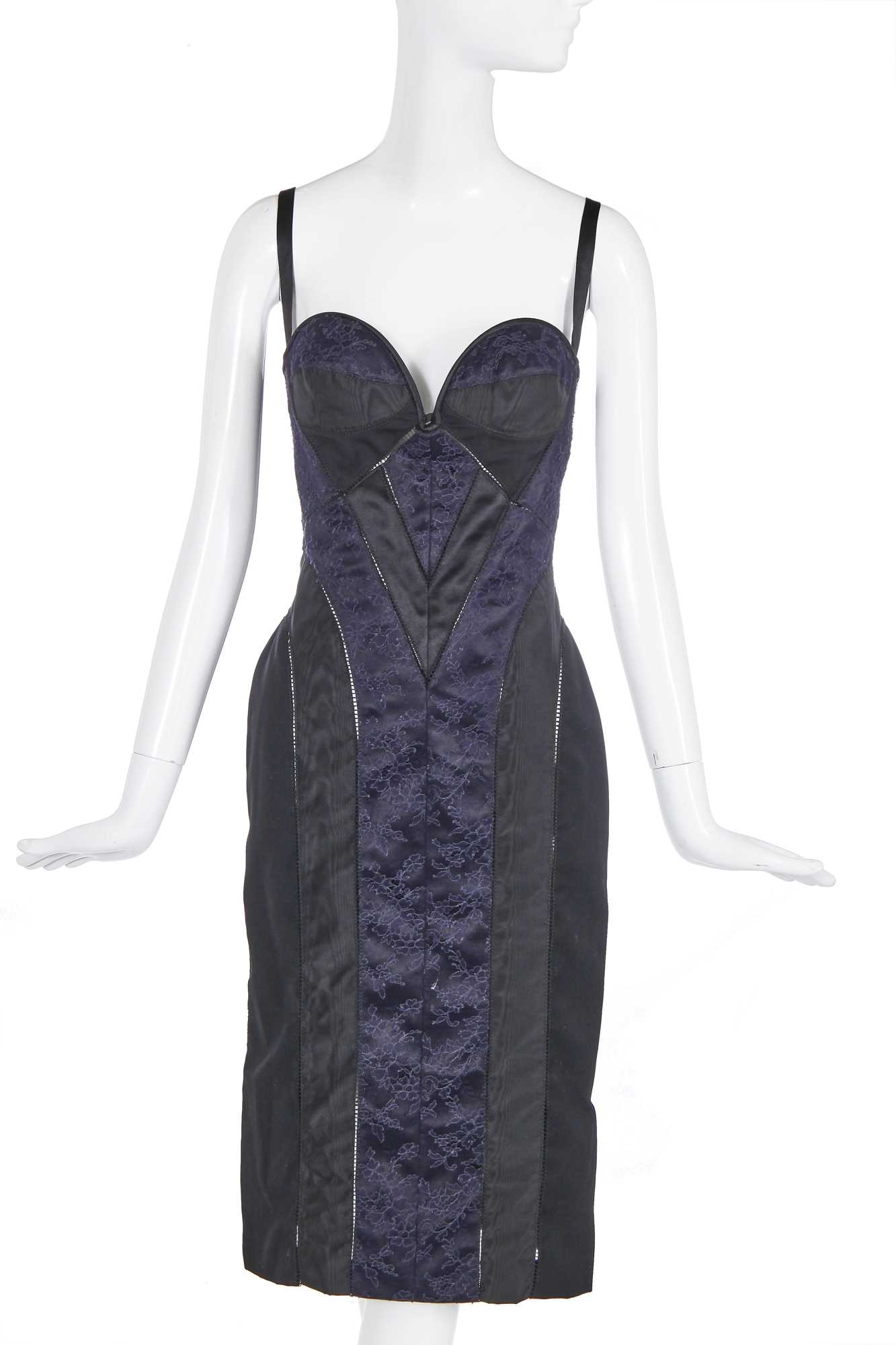 Lot 98 - An Alexander McQueen navy and black corset dress, pre-collection, Spring-Summer 2004