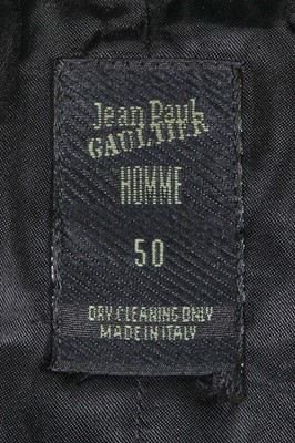 Lot 80 - A Jean Paul Gaultier man's navy pinstripe wool blend long waistcoat, probably 'Andro Jeans' collection, Spring-Summer 1993