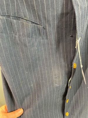 Lot 80 - A Jean Paul Gaultier man's navy pinstripe wool blend long waistcoat, probably 'Andro Jeans' collection, Spring-Summer 1993