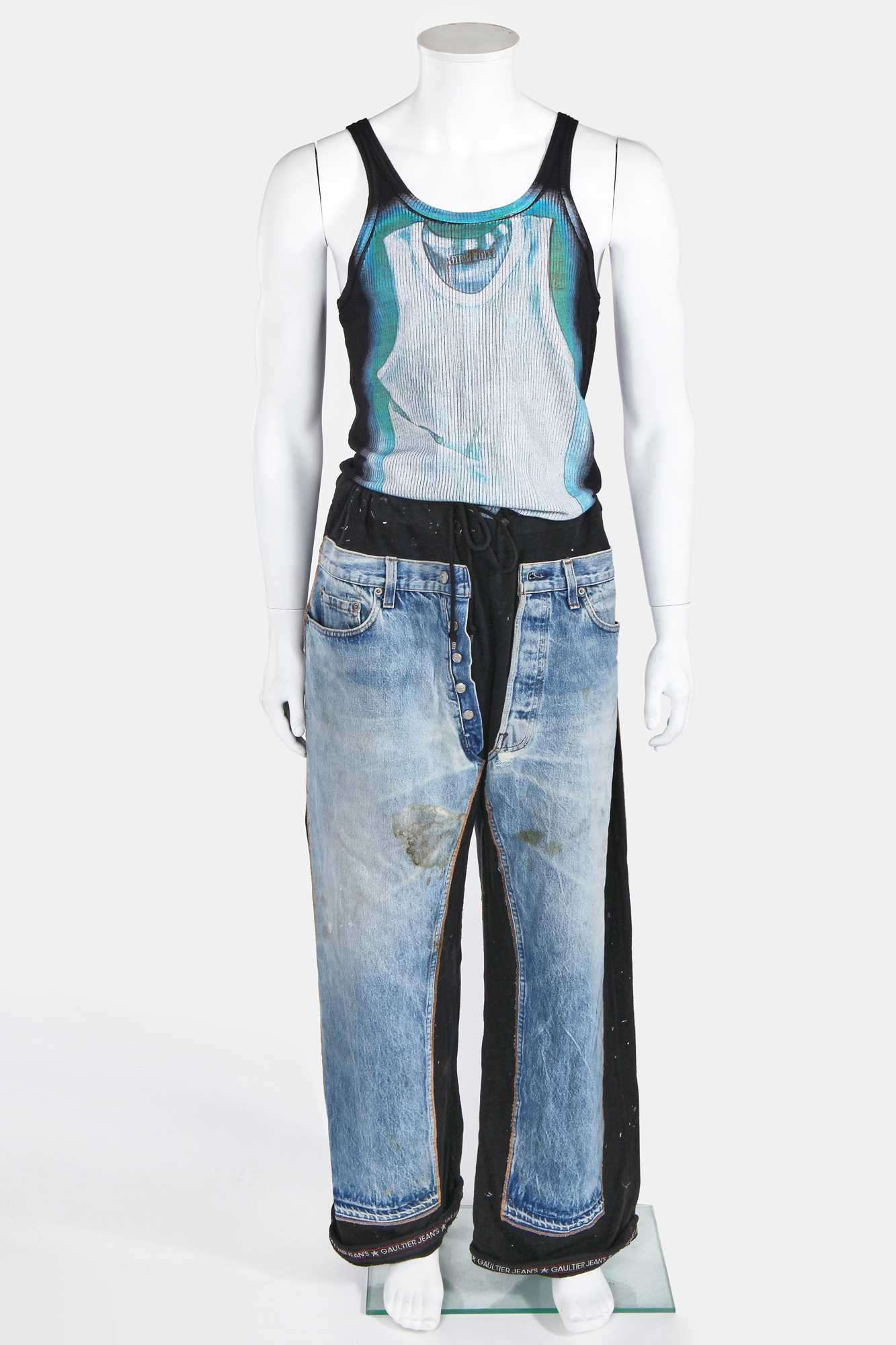 Click for high resolution Lot 93 - A rare pair of Jean Paul Gaultier men's trousers, 'Tattoos/The Raw and Refined' collection, Spring-Summer 1994