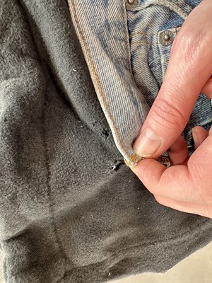 Lot 93 - A rare pair of Jean Paul Gaultier men's trousers, 'Tattoos/The Raw and Refined' collection, Spring-Summer 1994