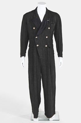 Lot 68 - A Jean Paul Gaultier man's black linen jumpsuit, circa 1985