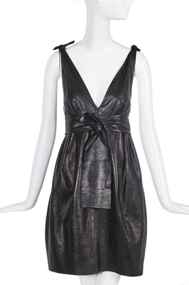 Lot 92 - An Alexander McQueen black leather mini dress, 'Neptune', collection Spring-Summer 2006