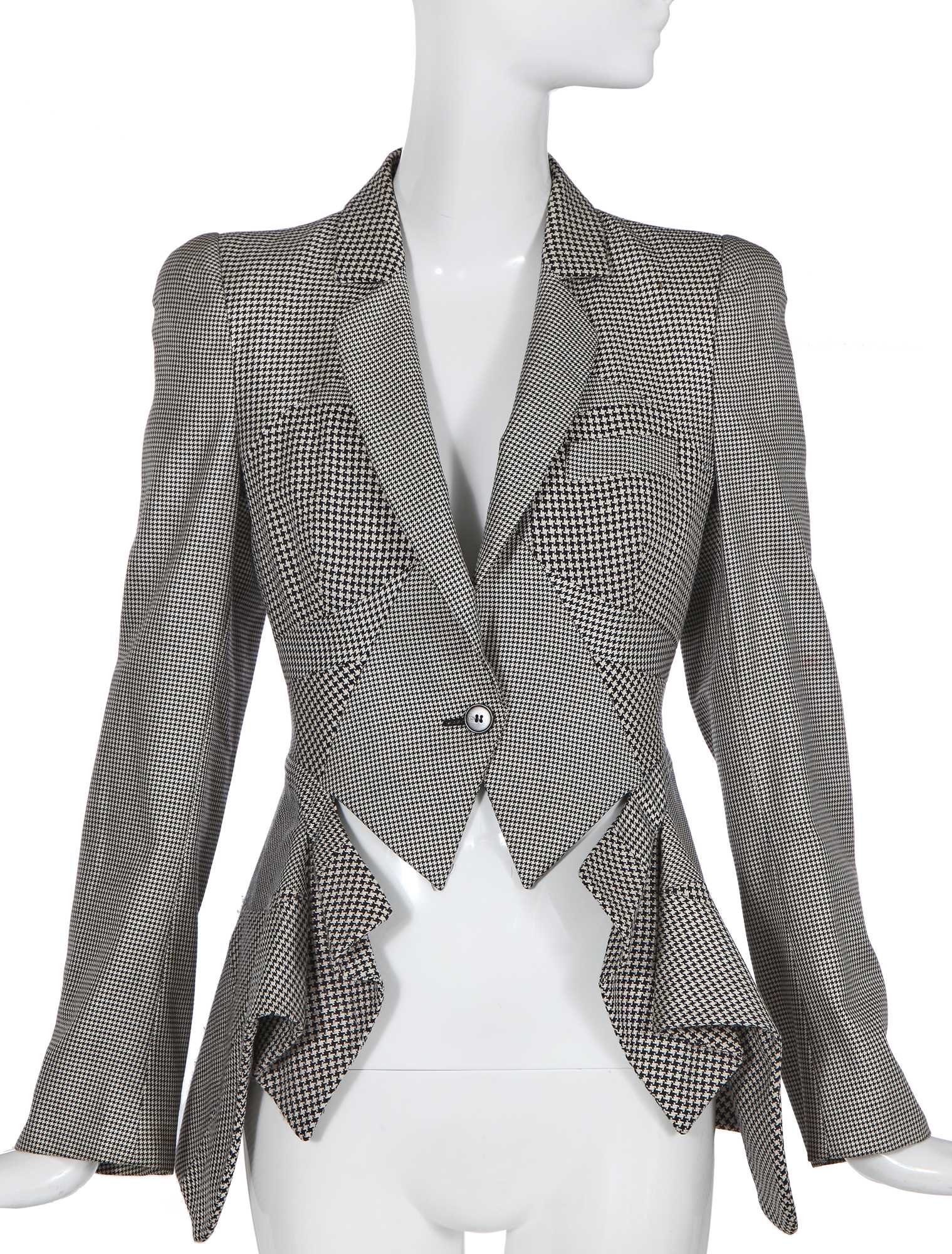 Lot 73 - An Alexander McQueen by Sarah Burton houndstooth silk blend jacket,  pre-collection Spring-Summer 2012