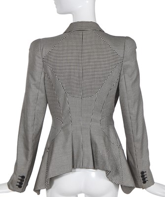 Lot 73 - An Alexander McQueen by Sarah Burton houndstooth silk blend jacket,  pre-collection Spring-Summer 2012