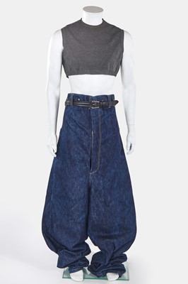 Lot 81 - A rare pair of Jean Paul Gaultier men's ultra high-waisted jeans, 'Andro Jeans' collection, Spring-Summer 1993