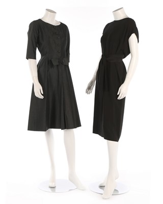 Lot 436 - A Balenciaga couture black crepe dinner dress,...