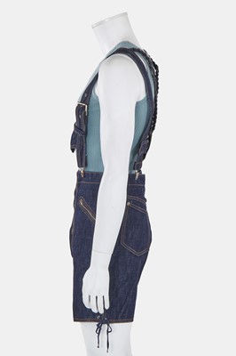 Lot 86 - A rare pair of Jean Paul Gaultier men's denim lederhosen, 'Andro Jeans' collection, Spring-Summer 1993