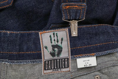 Lot 86 - A rare pair of Jean Paul Gaultier men's denim lederhosen, 'Andro Jeans' collection, Spring-Summer 1993