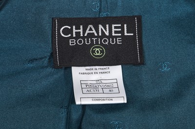 Lot 9 - A Chanel teal bouclé tweed jacket, Autumn-Winter 1997