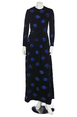 Lot 246 - A Christian Dior London sequined velvet dress, circa 1970