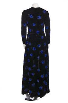 Lot 246 - A Christian Dior London sequined velvet dress, circa 1970