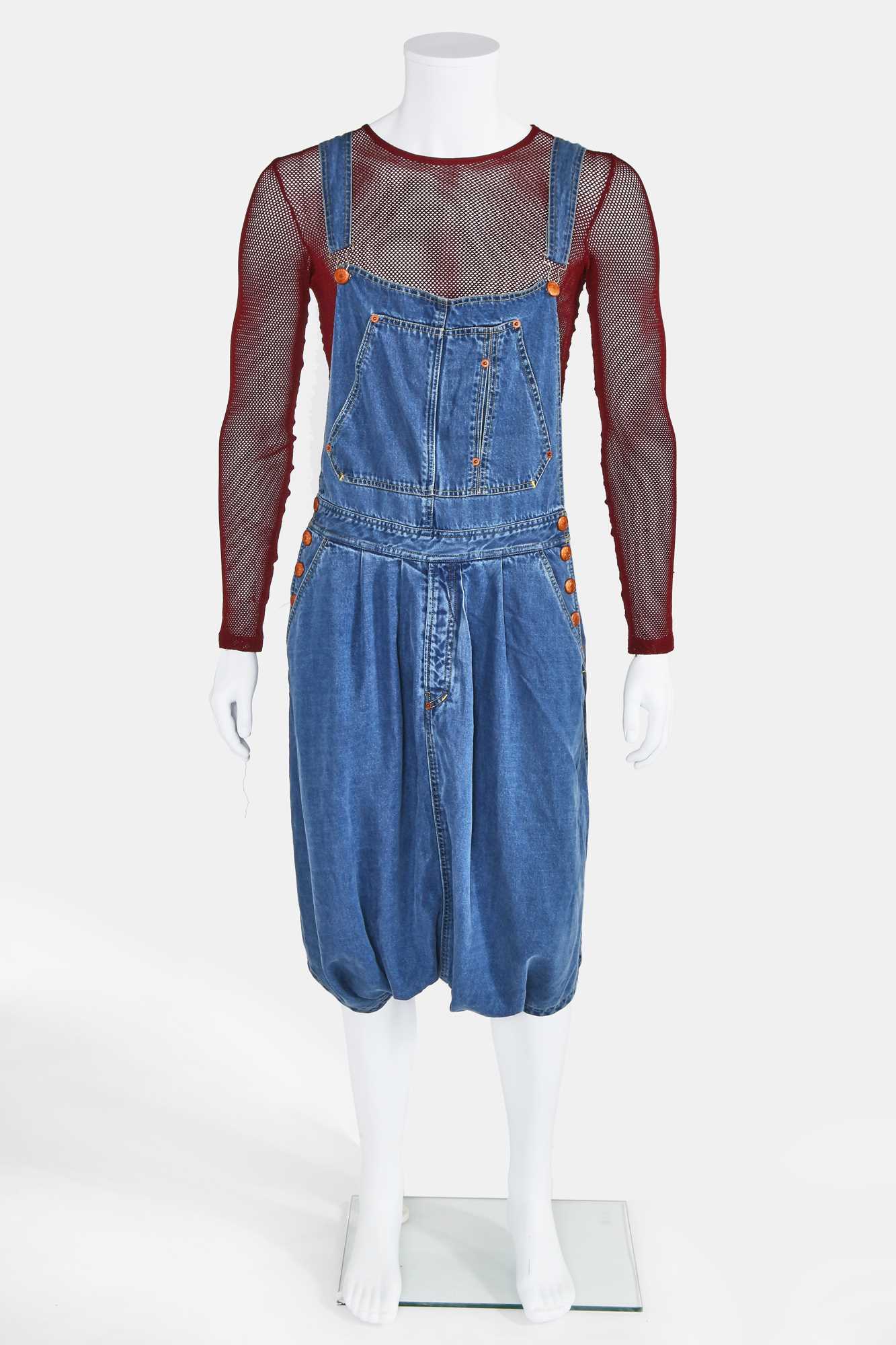Click for high resolution Lot 87 - A pair of Jean Paul Gaultier men's denim dungarees, probably 'Andro Jeans' collection, Spring-Summer 1993