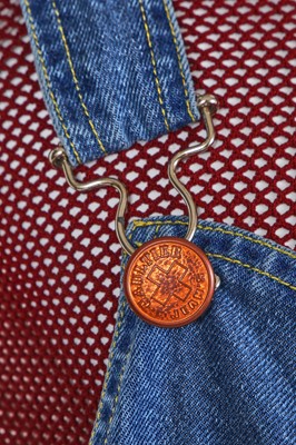 Lot 87 - A pair of Jean Paul Gaultier men's denim dungarees, probably 'Andro Jeans' collection, Spring-Summer 1993