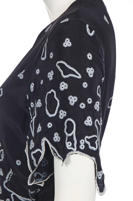 Lot 280 - A Zandra Rhodes black and white silk wrap dress, late 1970s