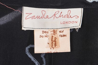 Lot 280 - A Zandra Rhodes black and white silk wrap dress, late 1970s