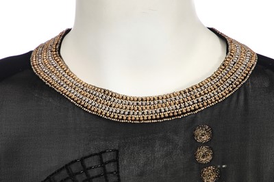 Lot 280 - A Zandra Rhodes black and white silk wrap dress, late 1970s