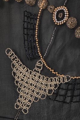 Lot 280 - A Zandra Rhodes black and white silk wrap dress, late 1970s