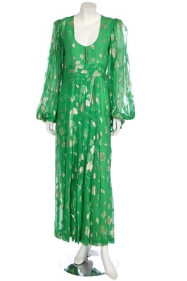 Lot 289 - A Thea Porter green chiffon dress, 1970s