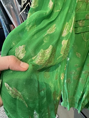 Lot 289 - A Thea Porter green chiffon dress, 1970s