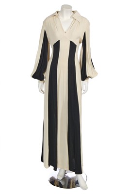 Lot 269 - An Ossie Clark ivory and black moss crêpe dress, circa 1970