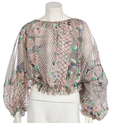 Lot 268 - An Ossie Clark/Celia Birtwell floral organza blouse, circa 1970