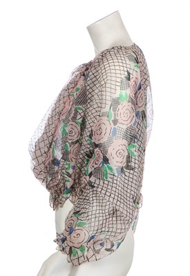 Lot 268 - An Ossie Clark/Celia Birtwell floral organza blouse, circa 1970