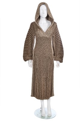 Lot 166 - A rare and early Issey Miyake brown wool and silk dress, Autumn-Winter 1975