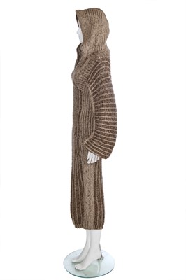 Lot 166 - A rare and early Issey Miyake brown wool and silk dress, Autumn-Winter 1975