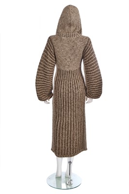 Lot 166 - A rare and early Issey Miyake brown wool and silk dress, Autumn-Winter 1975