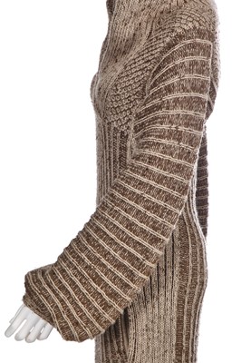 Lot 166 - A rare and early Issey Miyake brown wool and silk dress, Autumn-Winter 1975