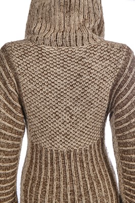 Lot 166 - A rare and early Issey Miyake brown wool and silk dress, Autumn-Winter 1975